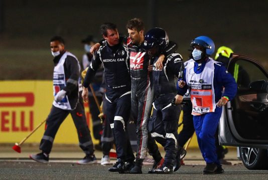 Grosjean crash Bahrein