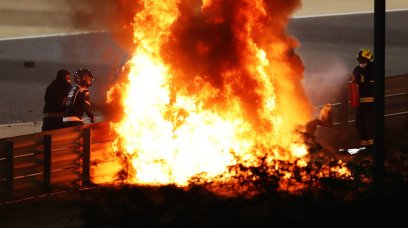 Romain Grosjean crash Bahrain 2020 Racing News365 7